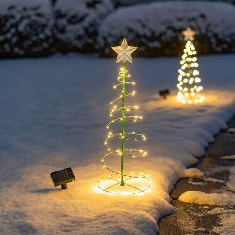 Künstlicher Weihnachtsbaum Mit Solarbetrieb, 60x20x20 Cm – Warmweißes Led-licht – Außendekoration Für Den Garten – Wetterfest