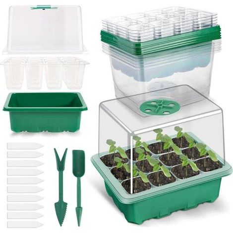 5er-pack Anzuchtschalen, Kulturschalen Mit Deckel, Mini-gewächshaus Für Die Aussaat Zur Keimung Und Aufzucht Von Pflanzen Und Blumen (12 Zellen Pro Schale)