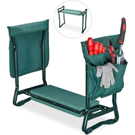 Agenouilloir, Moux-kissen, 2 Beutel, Faltbar, Knieschutz, Gartenarbeit, Bis Zu 150 Kg, Hlp 50x60x27,5 Cm, Grün