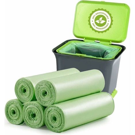 10er-pack Biologisch Abbaubare Müllsäcke, 20 Liter, Dick, Biologisch Abbaubar Und Kompostierbar, Für Lebensmittel, Haushalt, Küche, Büro, Gartenabfälle Und Haustiere (5 Rollen)
