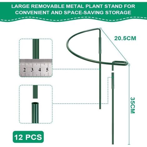 Pflanzenstützen, 6 Stück 30/60 Cm Grüne Halbrunde Metall-pflanzenhalter Für Den Garten, Ringstützen Für Pfingstrosen, Hortensien, Rosen, Sedum, Gemüse Und Tomaten