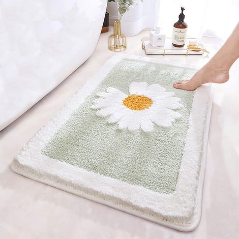 Grünes Badezimmer-teppich, Ultra-weiche Mikrofaser, 50x80 Cm, Super Saugfähig, Maschinenwaschbar, Rutschfest