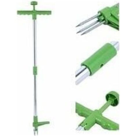 Unkrautentferner Und Vertikaler, Rotierender, Teleskopischer Wurzelentferner Mit Stahlgriff Und Manueller 3-zacken-gartenhacke - Liaiki
