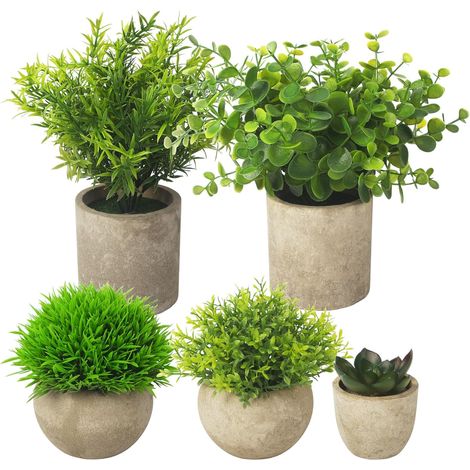 5 X Künstliche Pflanzen, Mini-kunstpflanzen Für Den Innenbereich, Schlangenpflanzen, Agaven-sukkulenten, Adlerklauen-aloe Vera, Zur Dekoration Von Schlafzimmer Und Büro (braun)