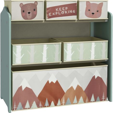 Aufbewahrungsmöbel Für Kinderspielzeug Mit 6 Abnehmbaren Stoffboxen, 63 X 30 X 66 Cm, Grün