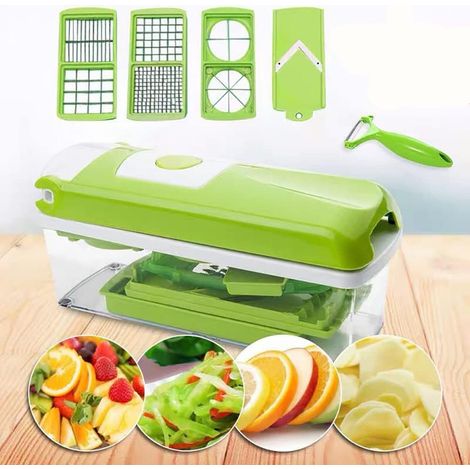 12-in-1-multifunktionsküchenmaschine, Obst- Und Gemüseschneider, Reibe, Schäler, Scheibenschneider, Unzerbrechlicher Körper In Lebensmittelqualität, Einfache Reinigung Per Knopfdruck