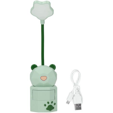 Jeffergarden Led-schreibtischlampe Im Cartoon-design, Augenschutz, Leselicht/nachtlicht, Usb-ladefunktion, Tischlampe Für Schlafzimmer Und Wohnheim, Grün