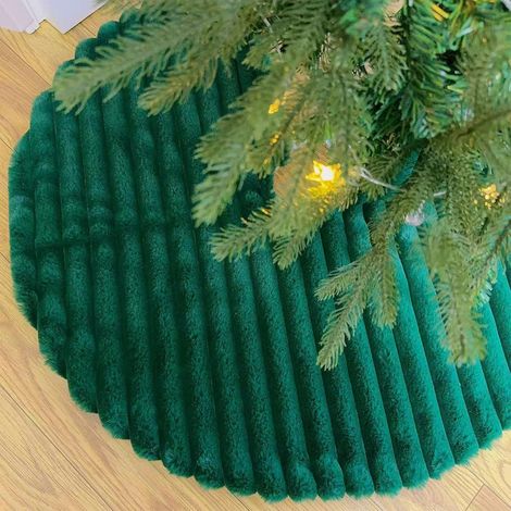 Runder Weihnachtsbaum-rock Aus Grünem Kunstfell, 90 Cm, Weicher Und Flauschiger Weihnachtsbaum-teppich Für Dekoration, Party Und Zuhause.