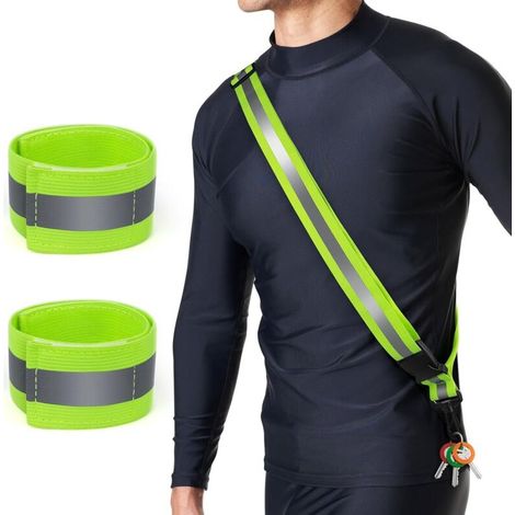 Reflektierendes Band Für Nächtliche Spaziergänge - Sicherheitsweste - Sportarmbänder - Set Aus 2 Elastischen Reflektierenden Bändern Zum Laufen
