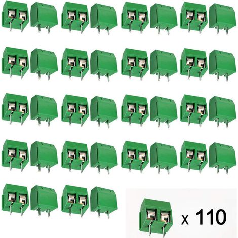 110 Stück Pcb-schraubklemmen, Grüne 5mm Lötanschlussklemmen, 2-polige Schraubklemmen Für Leiterplatten (pin), Grün