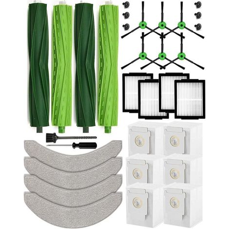 Set Mit 26 Zubehörteilen Kompatibel Mit Irobot Roomba Combo J7/j7+(j7 Plus)/j9/j9+(j9 Plus)/10 Max: 4 Walzenbürsten, 6 Seitenbürsten, 6 Staubbeutel, 4 Hepa-filter, 4 Wischmopps