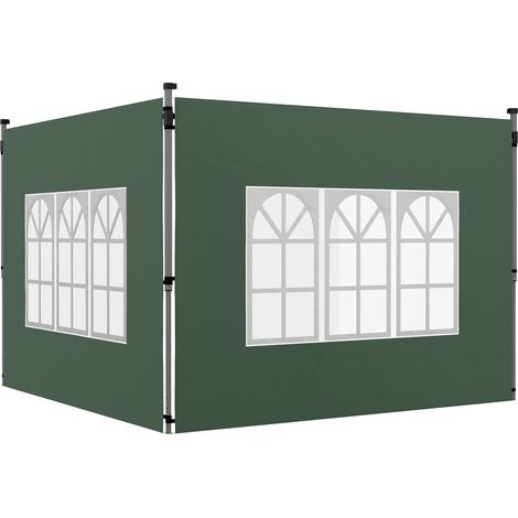 2er-set Seitenwände Für Pavillon 3x3/3x4 M, Seitenwand Mit Fenster, Wasserdicht, Grün