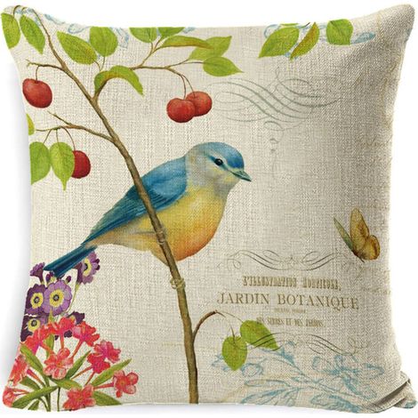 Außen Kissenbezug, 4er-set Wasserdicht Mit Grünem Blumen- Und Vogelmuster, Sofakissenhülle Für Patio, Garten, Wohnzimmer, Schlafzimmer Dekoration, 45x45cm