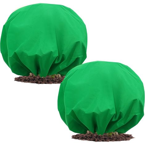 Zwei Grüne Frostschutzhauben Für Pflanzen, Durchmesser 1,9 Meter, Mit Kordelzug.