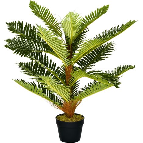 Künstliche Grüne Palme Mit 18 Blättern Und Topf, Für Den Innenbereich, Höhe 85 Cm.