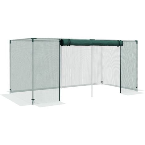 Gewächshaus Für Den Garten, Pflanzenzuchtkäfig Mit Reißverschlusstür, Aus Galvanisierten Stahlrohren, 240 X 120 X 110 Cm, Grün