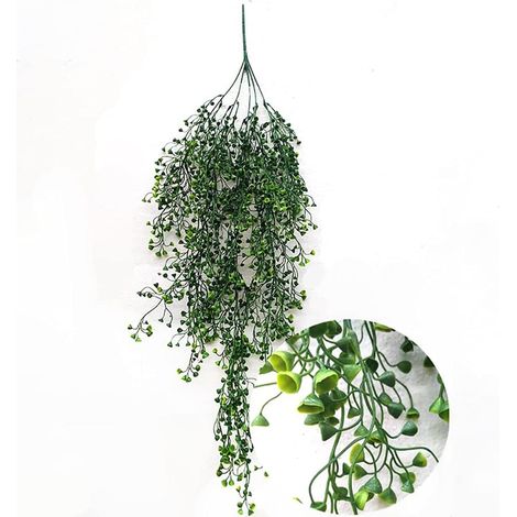 One Plus One 2 Stück Künstliche Hängende Blumenpflanzen Aus Faux Rattan Und Weide, Wanddekoration Für Haus Und Garten (grün)