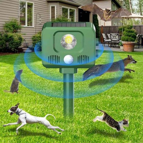 Solar-katzenvertreiber Für Den Garten, Gartenleuchte Mit Led-blinklicht Und Pir-bewegungsmelder, Wasserdicht Ip44, Ultraschall-tiervertreiber, Ultraschall-gerät Zur Tierabwehr