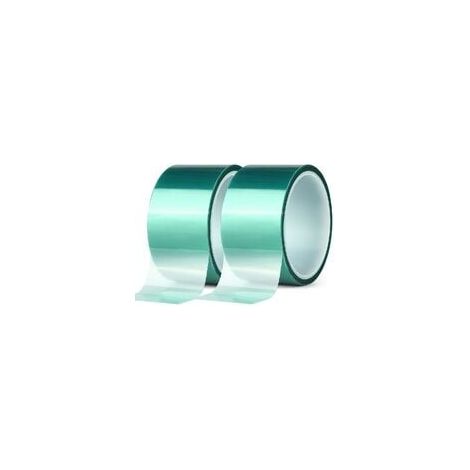 2 Rollen Hochtemperatur-polyester-malerkreppband, Grün, Pulverbeschichtetes Pet, Ideal Zum Lackieren Und Eloxieren (50 Mm X 33 M)