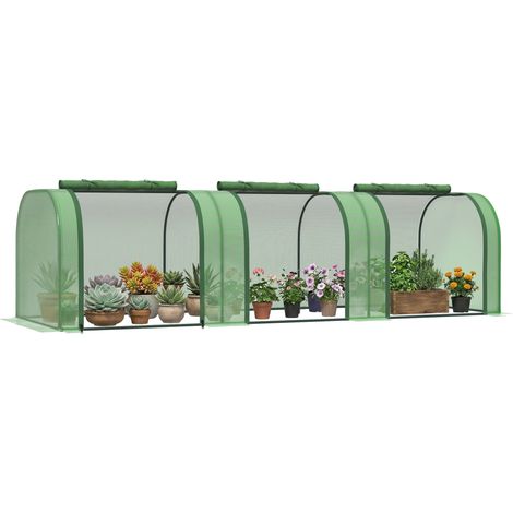 Mini-gewächshaus Für Den Garten, Tomatengewächshaus 3l X 1b X 0,8h M, Stahl, Pe Hohe Dichte 140 G/m², Uv-beständig, 3 Fenster, Grün