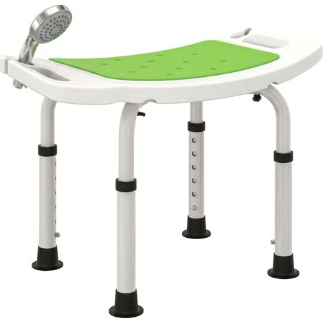 Verstellbarer Duschhocker, Ergonomischer Duschsitz Mit Rutschfesten Füßen, Maximale Belastung 135 Kg, Aus Aluminium Und Hdpe, Grün