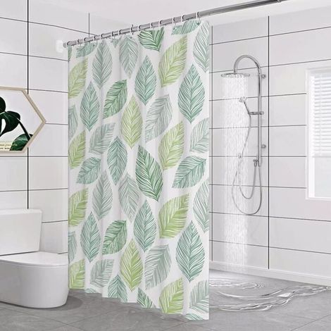 180x180cm Peva-duschvorhang, Langer Duschvorhang, Wasserdichter Grüner Blätter-duschvorhang, Schimmelresistenter Grüner Badezimmer-vorhang, Mit Haken