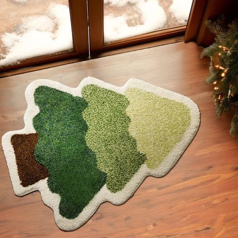 Weihnachtsbaum-badematte, Saugfähig, Schöne Klassische Matte, Maschinenwaschbar, Badematte, Eingang, Wohnzimmer, 40 X 60 Cm