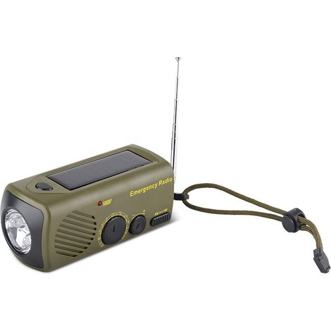 Grünes Radio (12,85 X 95,8 Cm), Notfall-telefonladegerät, Taschenlampe, Handbetriebener Generator Für Den Außenbereich.