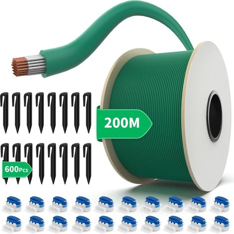 200m Kabel Für Universelle Mähroboter + 600 Befestigungspflöcke + 20 Kabelverbinder, Peripheres Kabel Aus Verzinntem Kupfer - Zubehör Für Robotergesteuerte Rasenmäher - Ø2,7mm