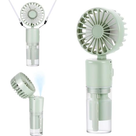 Tragbarer Mini-nebelventilator, 4000 Mah, Handgehalten, Usb-wiederaufladbar [5–21 Stunden Betriebszeit], 4 Geschwindigkeiten, Faltbar Und Leise, Für Outdoor, Reisen, Grün