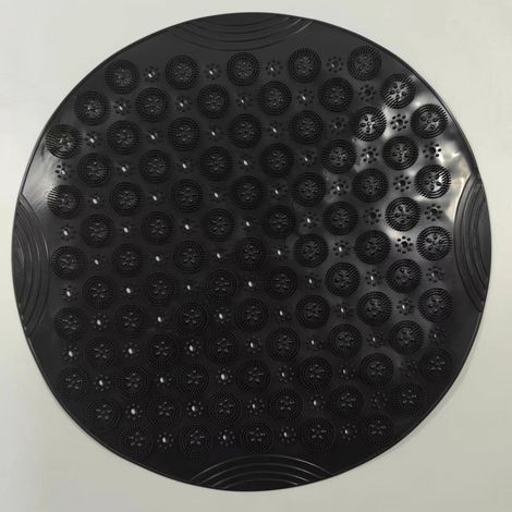 Extra Quadratischer Anti-schimmel-badteppich Mit Saugnäpfen, Ablauföffnungen, Maschinenwaschbar, Für Kinder Und Senioren (schwarz, Rund 55 X 55 Cm)