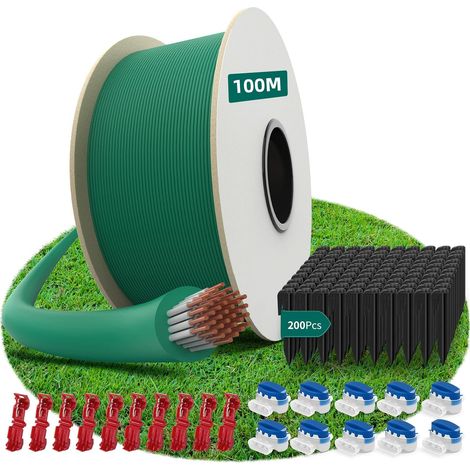 Hausprofi Kabelroboter Mäher 100m + 200 Erdnägel + 10 Kabelverbinder + 10 Anschlussklemmen, Kabel Für Roboter-mähroboter Von Worx, Gardena, Bosch, Yard Force Usw.
