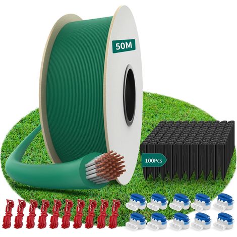 Hausprofi Kabel Für Mähroboter 50m + 100 Erdnägel + 10 Kabelverbinder + 10 Anschlussklemmen, Begrenzungskabel Für Mähroboter, Kabel Für Mähroboter Von Worx, Gardena, Bosch, Yard Force Usw.