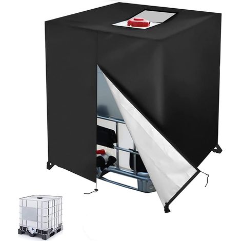 Abdeckung Für 1000l Ibc-tank, Schutzhülle, Uv- Und Staubbeständige Abdeckung Für Ibc-container Und -reservoirs, Wasserdichte Plane (schwarz, 120 X 100 X 116 Cm)