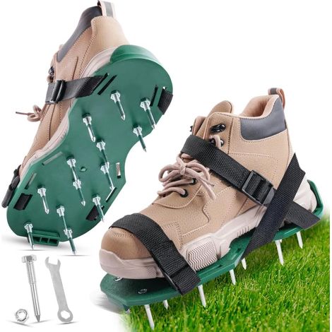 Rasenbelüfter-sandalen, 1 Paar 45 Mm Rasenbelüfter Mit 13 Nägeln Und Schlüssel, Mit Klettverschluss, Verstellbare Rasenschuhe, Zur Verbesserung Der Bodenqualität, Für Rasenbelüftung