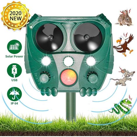 Ultraschall-sonnenrepellent Für Tiere, Abschreckendes Katzenrepellent, Marder-repellent Mit Bewegungsmelder Und Blitzlicht Für Katzen, Hirsche, Ratten, Hunde, Vögel