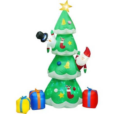 Aufblasbarer Weihnachtsbaum Mit Led-dekorationen, Baumschmuck Für Garten, Terrasse, Patio, Hof, Innen- Und Außenbereich, 250 Cm