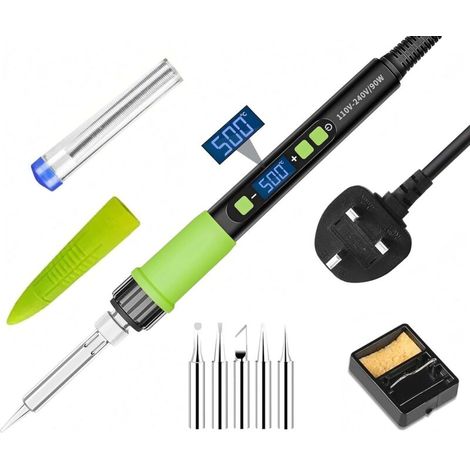 Lcd-lötkolben-set 90 W Mit Automatischer Standby-funktion, Einstellbare Temperatur 180°c-500°c, 5 Lötspitzen + Halterung + Lötdraht