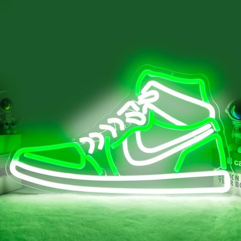 Neon-leuchtreklame In Form Eines Tennisschuhs, Led-lampe Für Sportschuhe, Wanddekoration Für Kinderzimmer (grün)