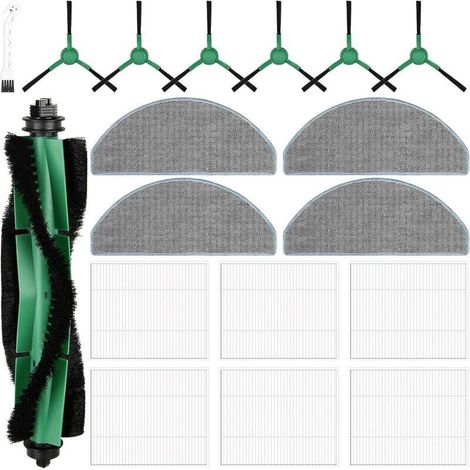 Set Mit 18 Zubehörteilen Für Irobot Roomba Combo Essential Y0110 Y0140 Y01420 Q0120 Q011 Q052, 1 Rollenbürste, 6 Hepa-filter, 4 Wischmopps, 6 Seitenbürsten, 1 Reinigungsbürste