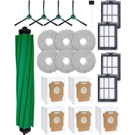 21 Zubehörsets Für Irobot Roomba Plus 405/505 Combo Saugroboter: 1 Hauptbürste, 4 Seitenbürsten, 4 Hepa-filter, 5 Staubsaugerbeutel, 6 Wischtücher, 1 Bürste