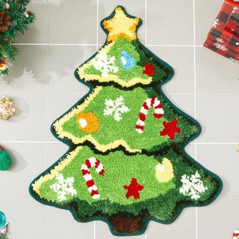 Weihnachtsbaum-badevorleger Für Wohnzimmer, Grüner Teppich Mit Hervorragender Saugfähigkeit Und Leicht Zu Reinigen, Rutschfester Duschvorleger, Weicher, Dicker Und Langlebiger Badematten-teppich