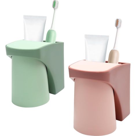 2er-pack Zahnputzbecherhalter Ohne Bohren, Magnetischer Zahnputzbecherhalter Mit Tasse, Kinderzahnbürstenhalter, Wandmontierter Zahnbürstenständer Für Familien Und Paare
