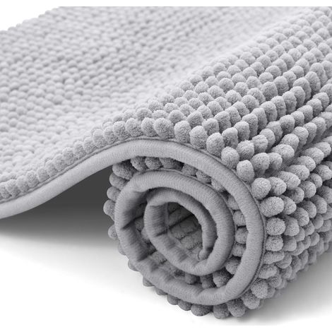 Chenille-badematte - Rutschfest - Weich - Saugfähig - Waschbar - Für Badezimmer - 50 X 80 Cm - Hellgrau