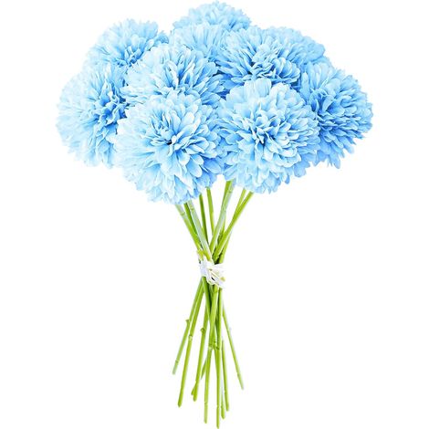 Künstliche Hortensien, 12 Stück, Künstliche Chrysanthemenkugeln Aus Seide, Hortensienstrauß, Künstliche Blumen Für Haus-, Gartenparty- Und Bürodekoration (hellblau)