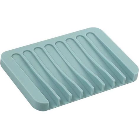 Selbstablaufende Silikon-seifenschale, Hellblau, 11,581 Cm, Badezimmer-seifenschale Mit Kaskadenablauf, Rutschfeste Matte.