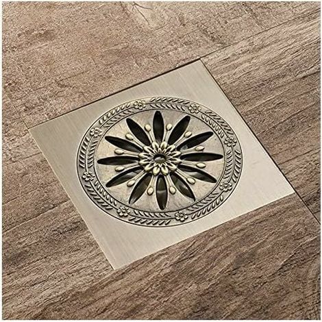 Antik-messing-duschablauf Aus Messing, Quadratischer Geruchsneutraler Bodenablauf Mit Gitter Für Das Badezimmer, Großes Kaliber 10 X 10 Cm, Badezimmeraccessoires