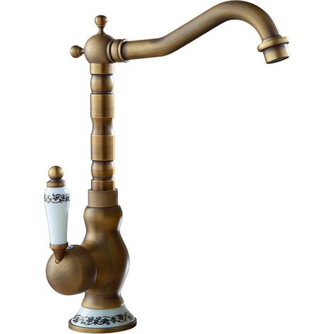 Retro Europäischer Wasserhahn Aus Kupfer Für Waschtisch Und Küchenspüle, Warmes Und Kaltes Wasser