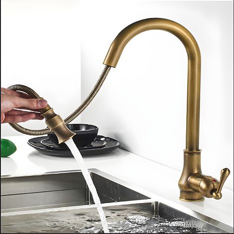 Luxuriöse Retro-küchenarmatur Aus Kupfer – Antiker Stil – 360° Drehbar – Gebürstete Oberfläche – Elegantes Und Langlebiges Design
