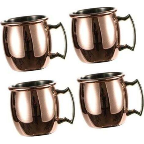 4x Moskauer-mule-tassen Aus Kupfer, (4er-set) Tassen Aus Massivem Kupfer, Handgefertigt - 60 Ml
